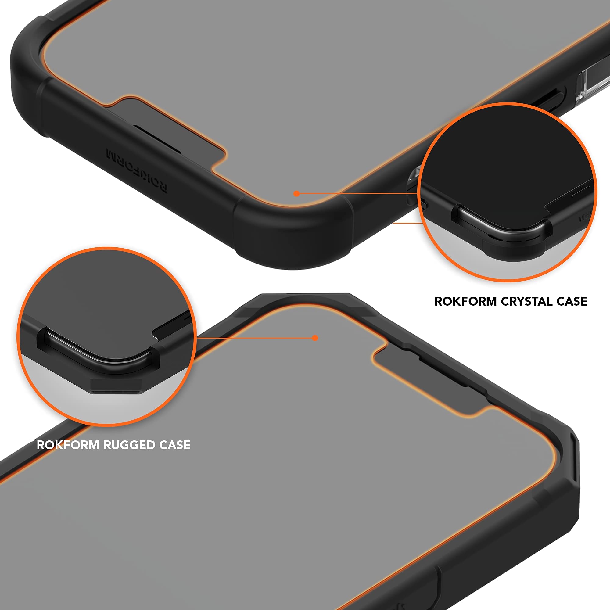 Rokform Rugged Case for iPhone 13 Pro Max with 2-Pack Tempered Glass Screen Protector - Shockproof Protective Cover for Outdoor, Work & Adventure Activities