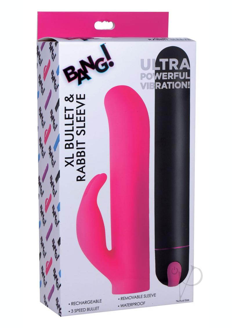 Bang! XL Bullet & Rabbit Silicone Sleeve Set - Pink/Black - Perfect for Couples & Solo Play - Enhance Your Intimate Experience