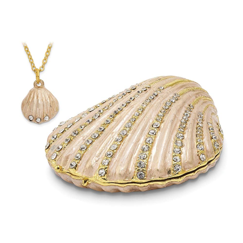 Sonia Jewels Pink Clam Shell Trinket Box 3.25 Inch - Decorative Jewelry Storage for Rings, Earrings & Small Keepsakes - Perfect for Beach Themed Decor, Bathroom Organizer & Gift Ideas