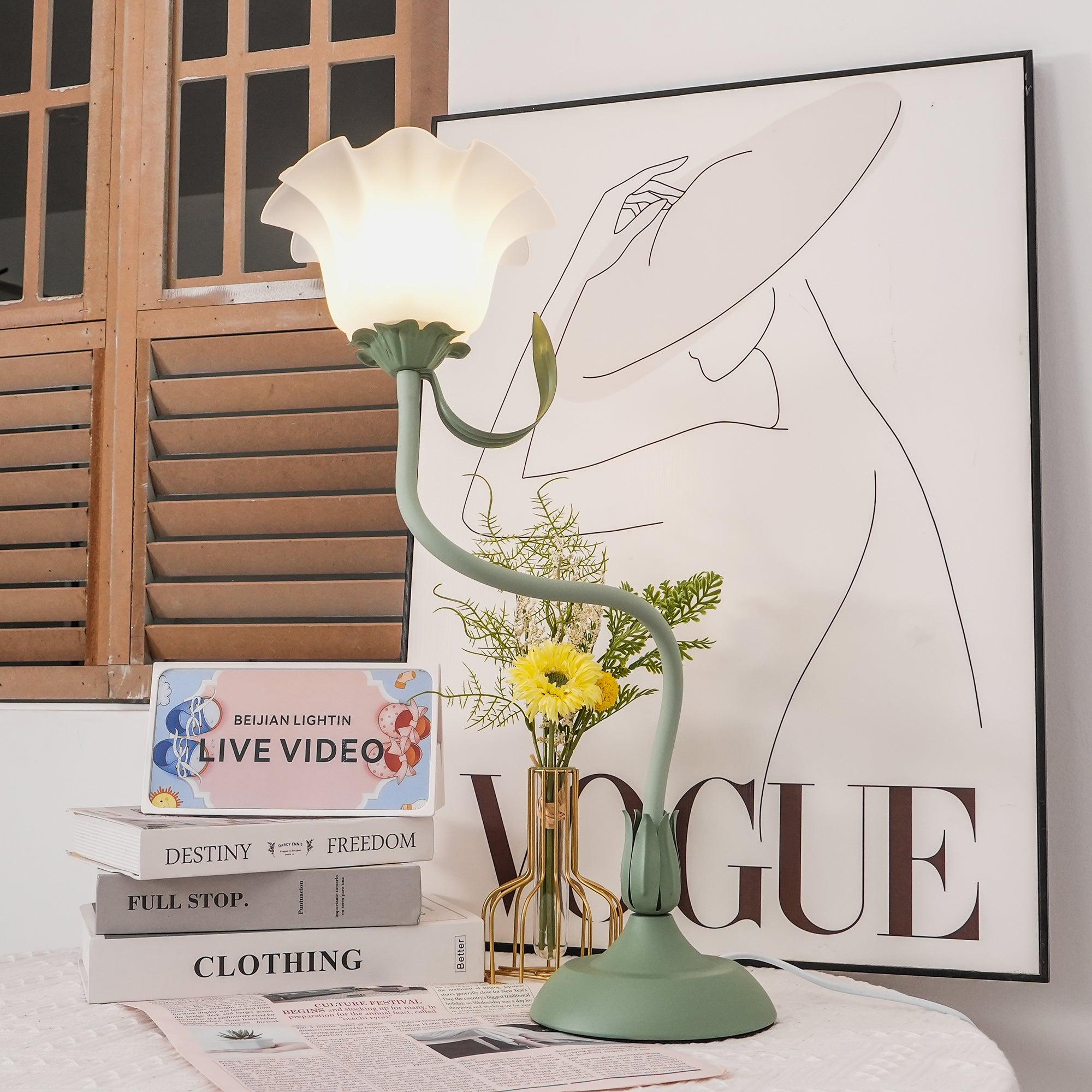 Elegant Lily Flower Table Lamp - Soft Glow Bedside Light for Bedroom, Living Room, or Nursery Decor - Perfect for Relaxation and Ambiance