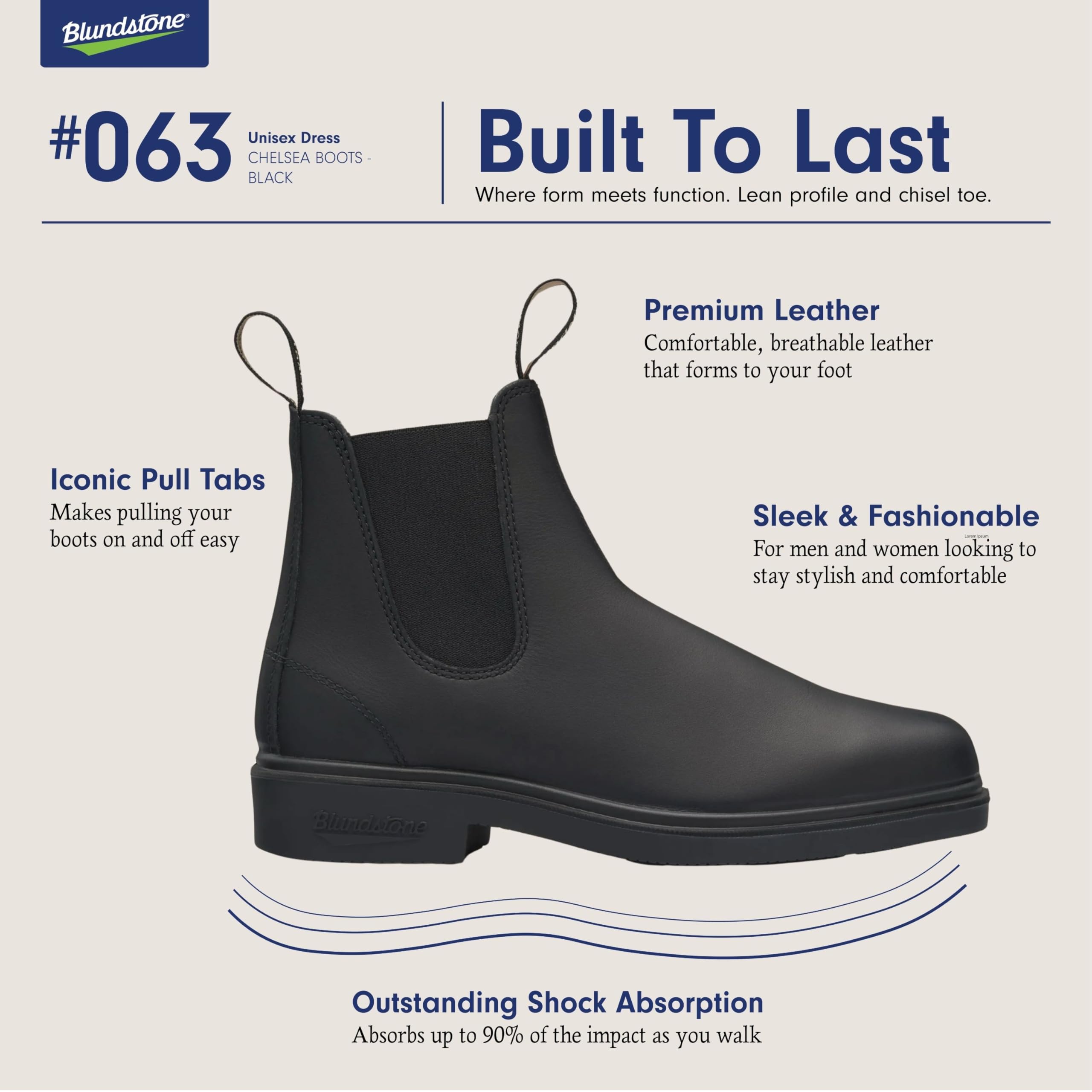 Blundstone Unisex Chelsea Boots for Men & Women - Stylish & Comfortable Dress Boots for Office, Casual Wear & Outdoor Activities