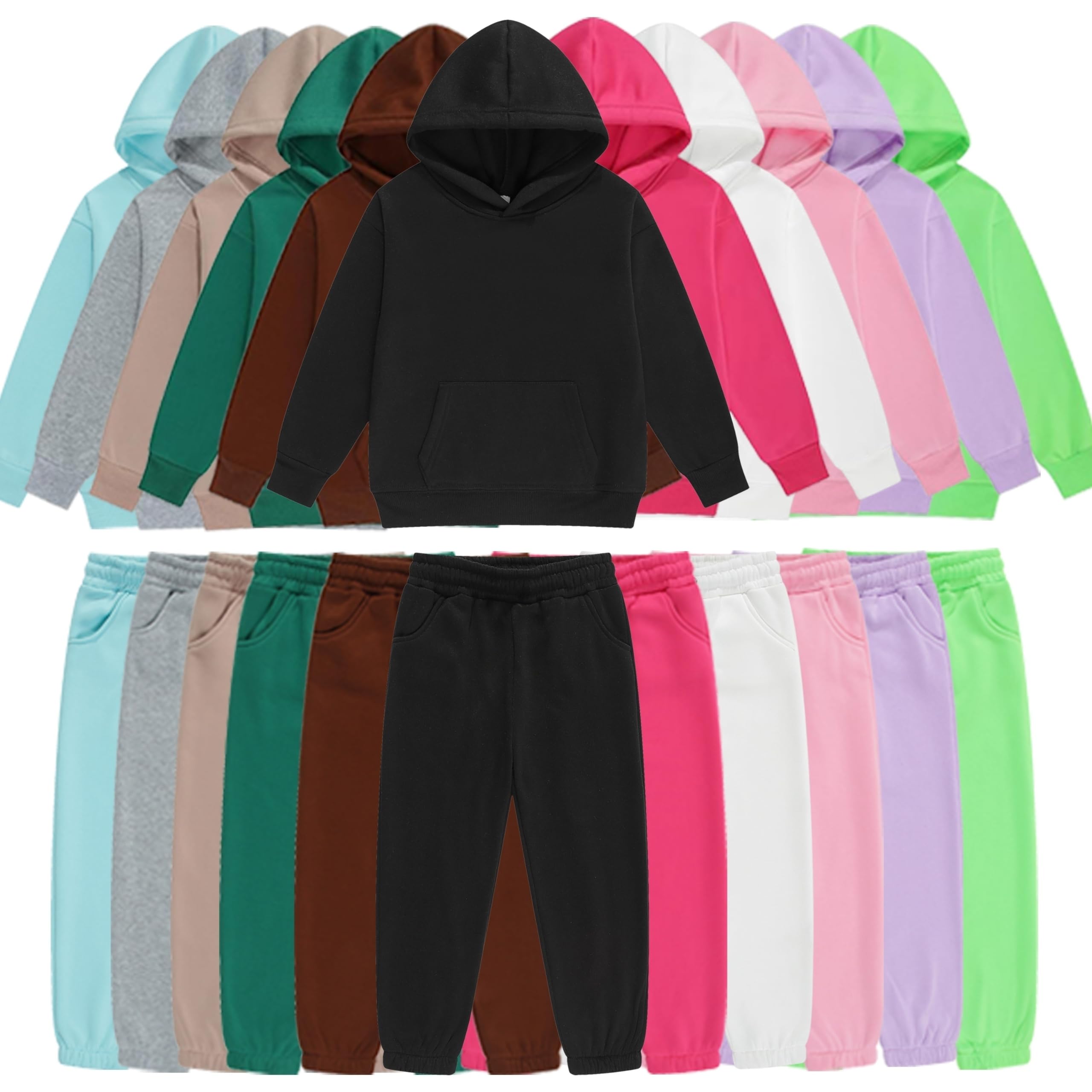 Custom 2-Piece Boys & Girls Sweatsuit Set - Personalized Hoodie & Sweatpants with Text/Image Printing | School, Sports & Family Matching Outfits