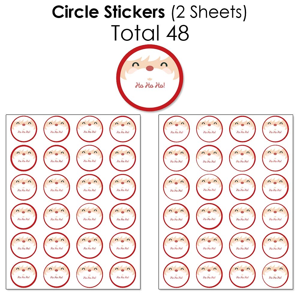 Big Dot of Happiness Jolly Santa Claus Mini Candy Bar Wrappers - 304pcs Christmas Candy Stickers Kit with Round & Circle Stickers for Holiday Party Favors, Gifts & Classroom Treats