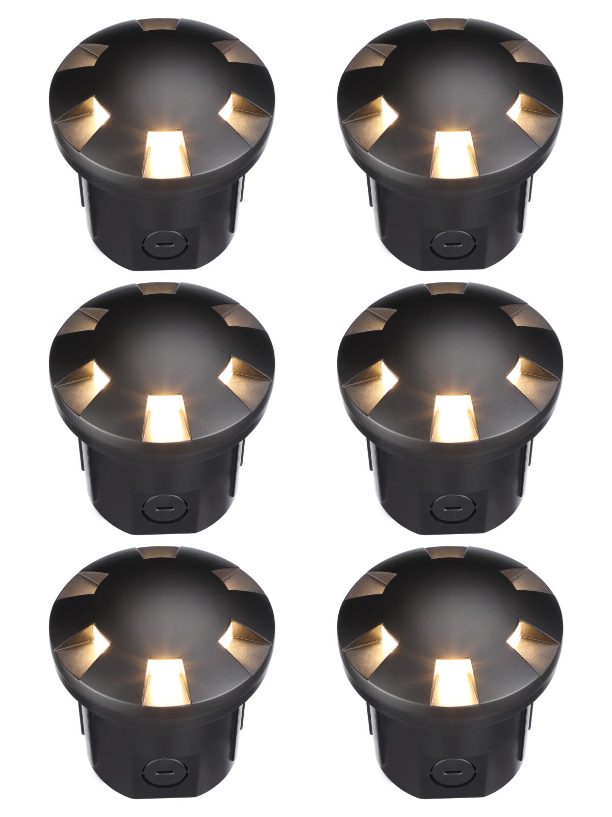 LEONLITE 6W LED Well Lights for Outdoor Landscape Lighting - 12V Low Voltage Pathway Lights, IP67 Waterproof, Aluminum Housing, 3000K Warm White, ETL Certified (Pack of 6, Black) - Perfect for Garden, Yard, Driveway, and Walkway Illumination