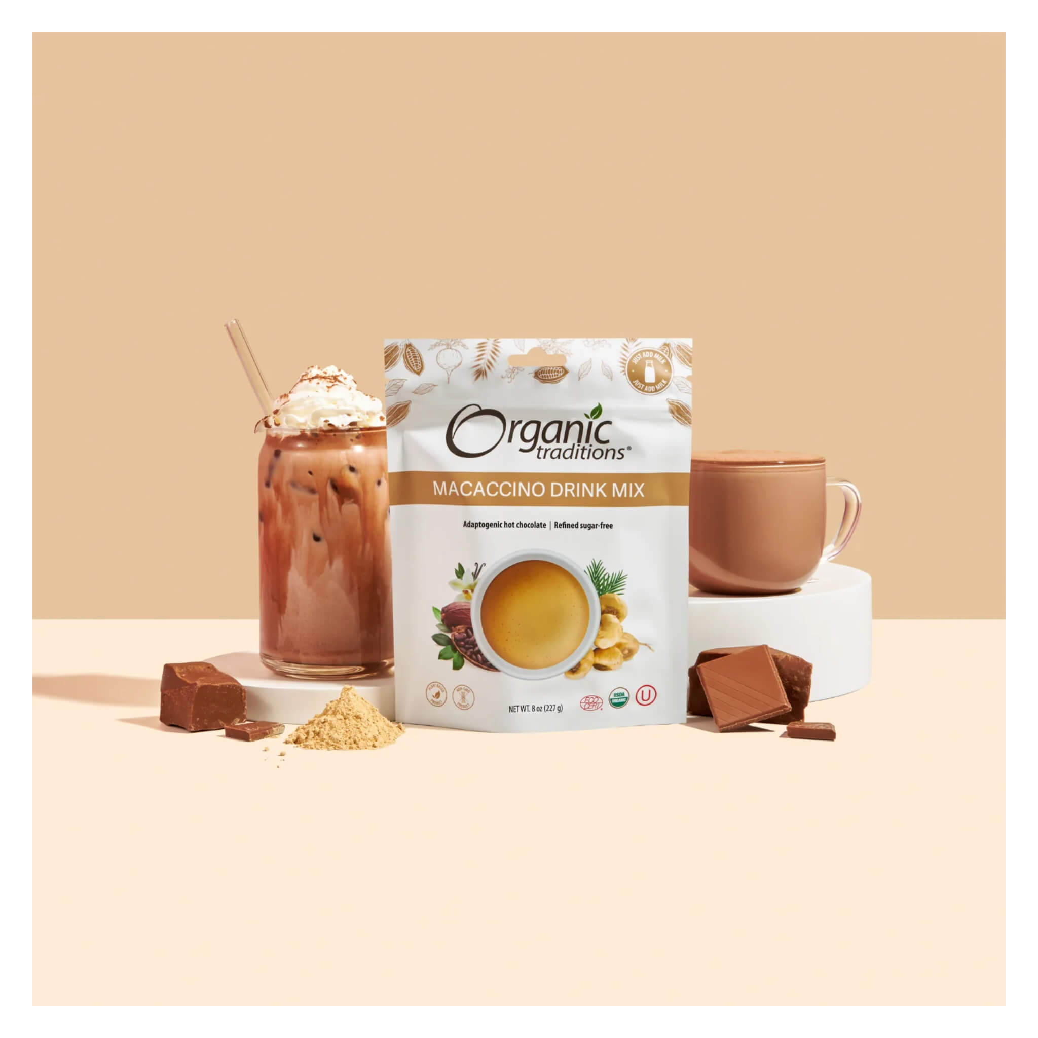 Macaccino Drink Mix - Premium Instant Coffee & Chocolate Beverage Powder for Home, Office & Travel | Rich & Creamy Flavor