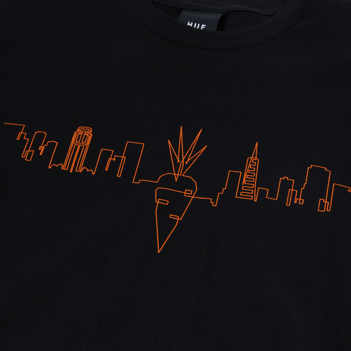 HUF x Carrots Skyline Short Sleeve T-Shirt - Black | Men's Streetwear Tee for Casual Wear & Urban Fashion