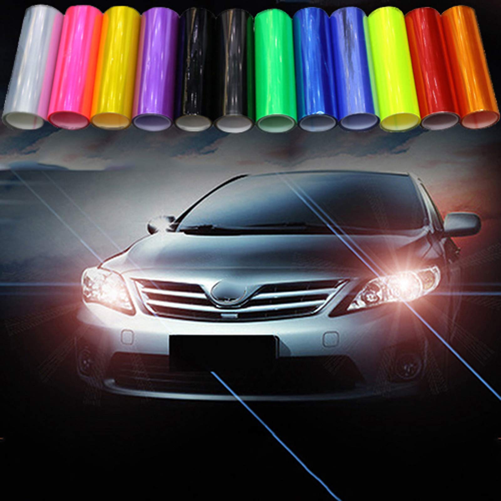 Self-Adhesive Vinyl Film for Headlights, Tail Lights & Fog Lights - Light Blue Tint, Easy to Apply, Color Changing Car Light Sticker - Perfect for Customizing & Protecting Vehicle Lights