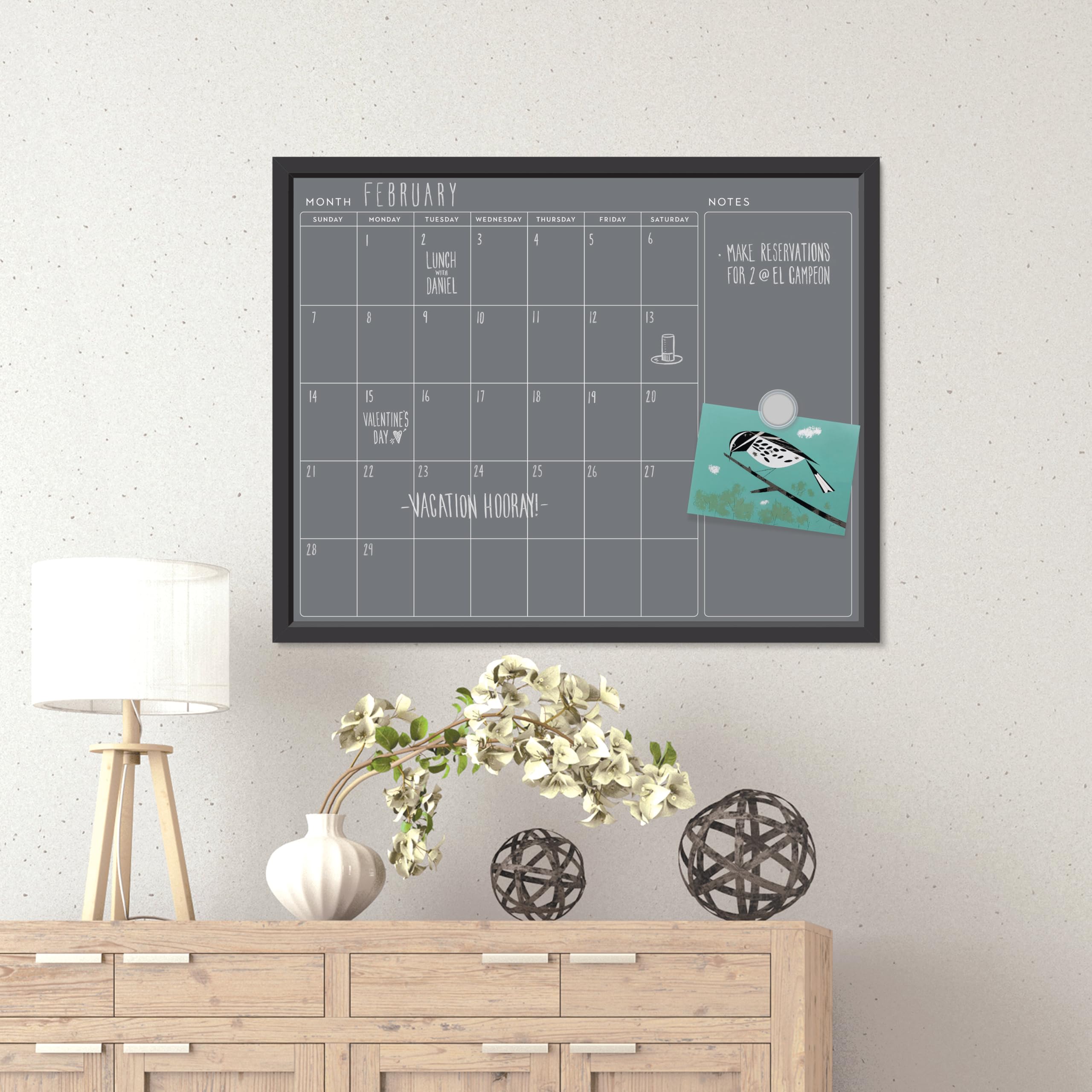 U Brands Magnetic Chalk Calendar Board 20