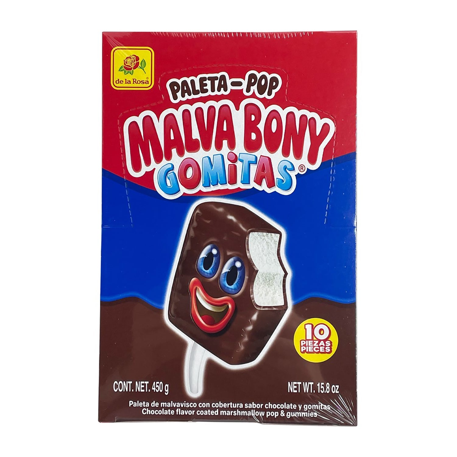 De La Rosa Paleta Malva Bony Gomitas Candy - 10ct Box | Authentic Mexican Candy for Parties, Snacking & Gifts