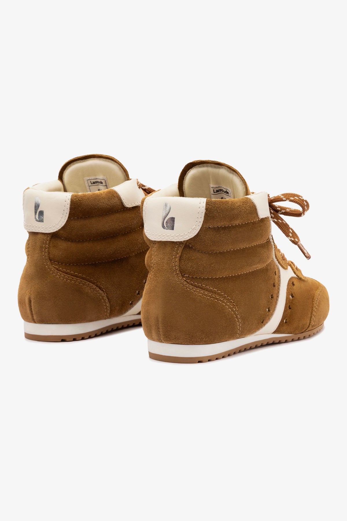Stella Mid Top Sneakers for Women - Russet Suede & Ivory Leather Casual Shoes | Comfortable Walking, Street Style Fashion, Everyday Wear
