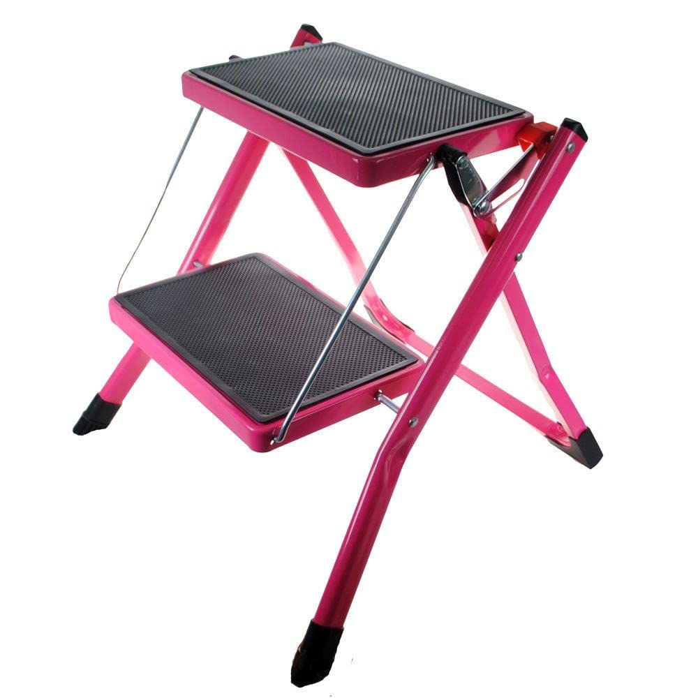 Mikalo 275 Lb Capacity 2-Step Folding Metal Step Stool - Heavy Duty Collapsible Ladder for Home, Kitchen, Garage & Workshop - Compact Space Saving Design for Easy Storage