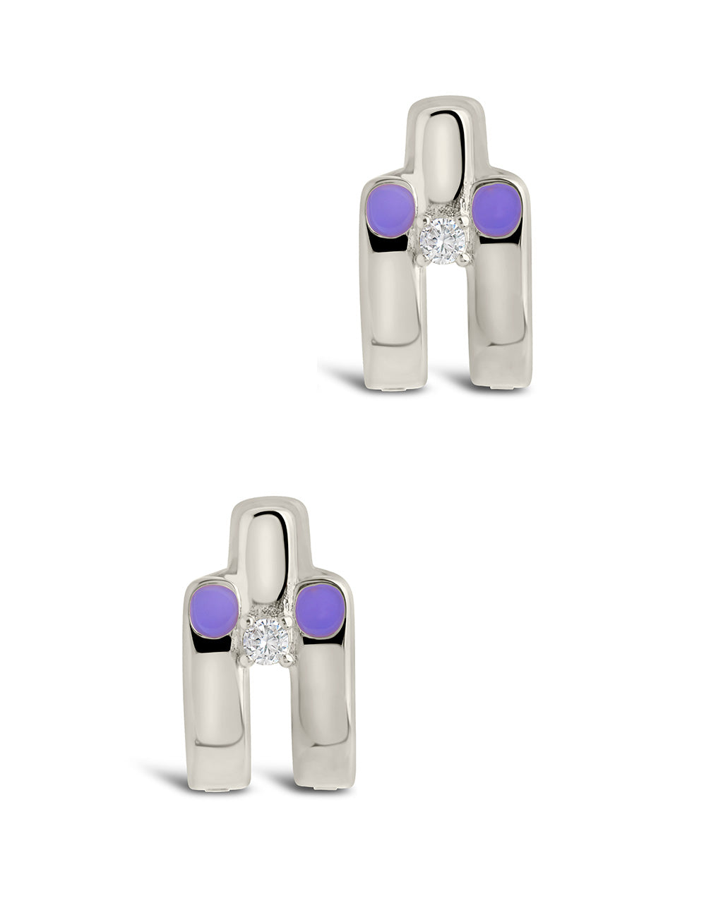 Zella CZ & Enamel Huggie Hoop Earrings for Women - Sparkling Cubic Zirconia & Colorful Enamel Huggie Hoops - Perfect for Everyday Wear, Parties & Gifts