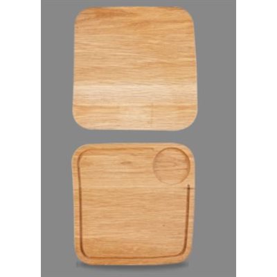 Churchill Alchemy Buffet Wood 10 Square Board - Premium Oak Wooden Serving Tray, Set of 4 - Perfect for Dining, Entertaining & Kitchen Serving