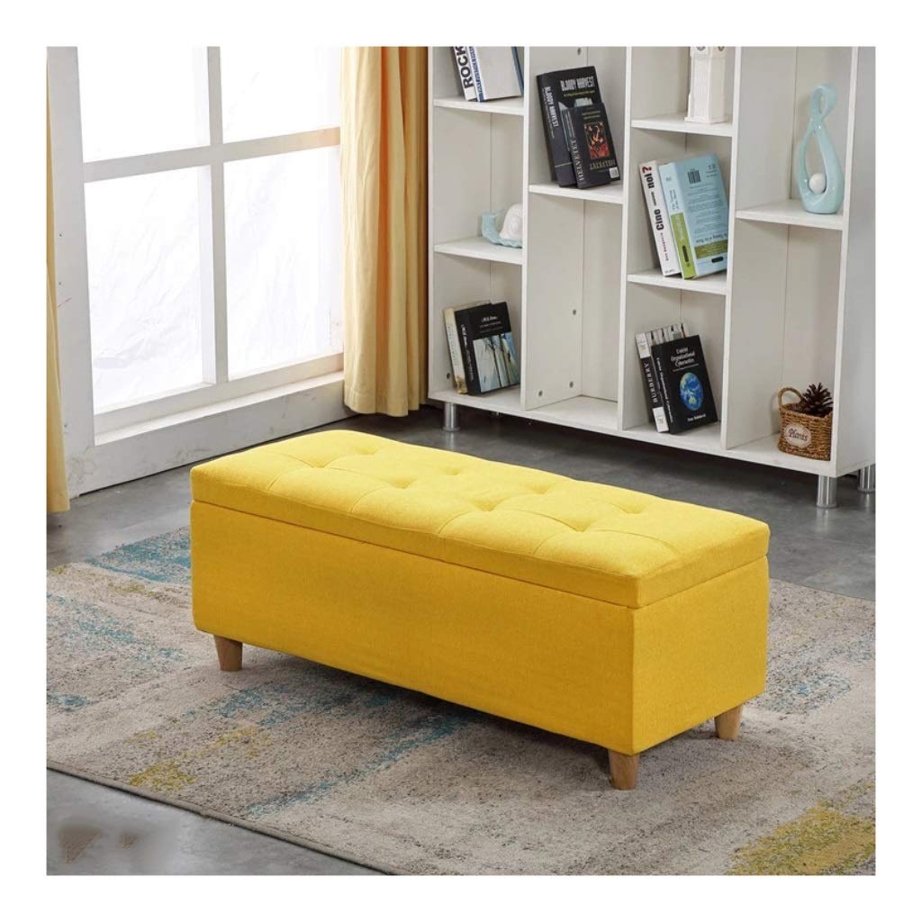Multifunctional Storage Stool with Lid - 80x40x40cm Storage Chest Ottoman Bench, Yellow - Perfect for Living Room, Bedroom & Entryway Organization