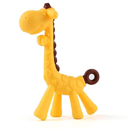 Gurbik Baby Silicone Teething Toys - Soft Giraffe Teether for Soothing Sore Gums, BPA-Free Chewing Toy for Infants & Toddlers (Yellow) - Perfect for On-the-Go Relief & Early Oral Development