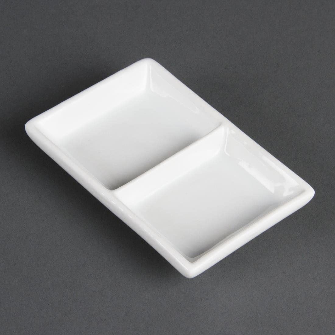 Olympia Whiteware 2-Section Divided Plates - Perfect for Meal Prep, Portion Control & Serving Appetizers at Parties