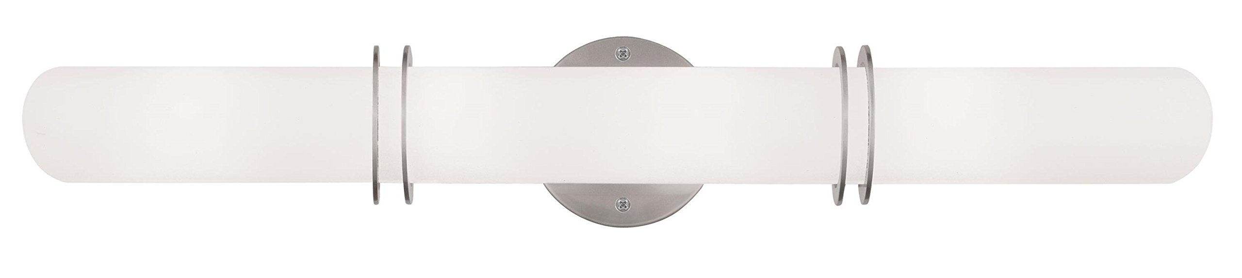 Livex Lighting 1904-91 Pelham 4-Light Bathroom Vanity Light Fixture in Brushed Nickel Finish - Perfect for Bathroom, Powder Room, and Dressing Room Lighting