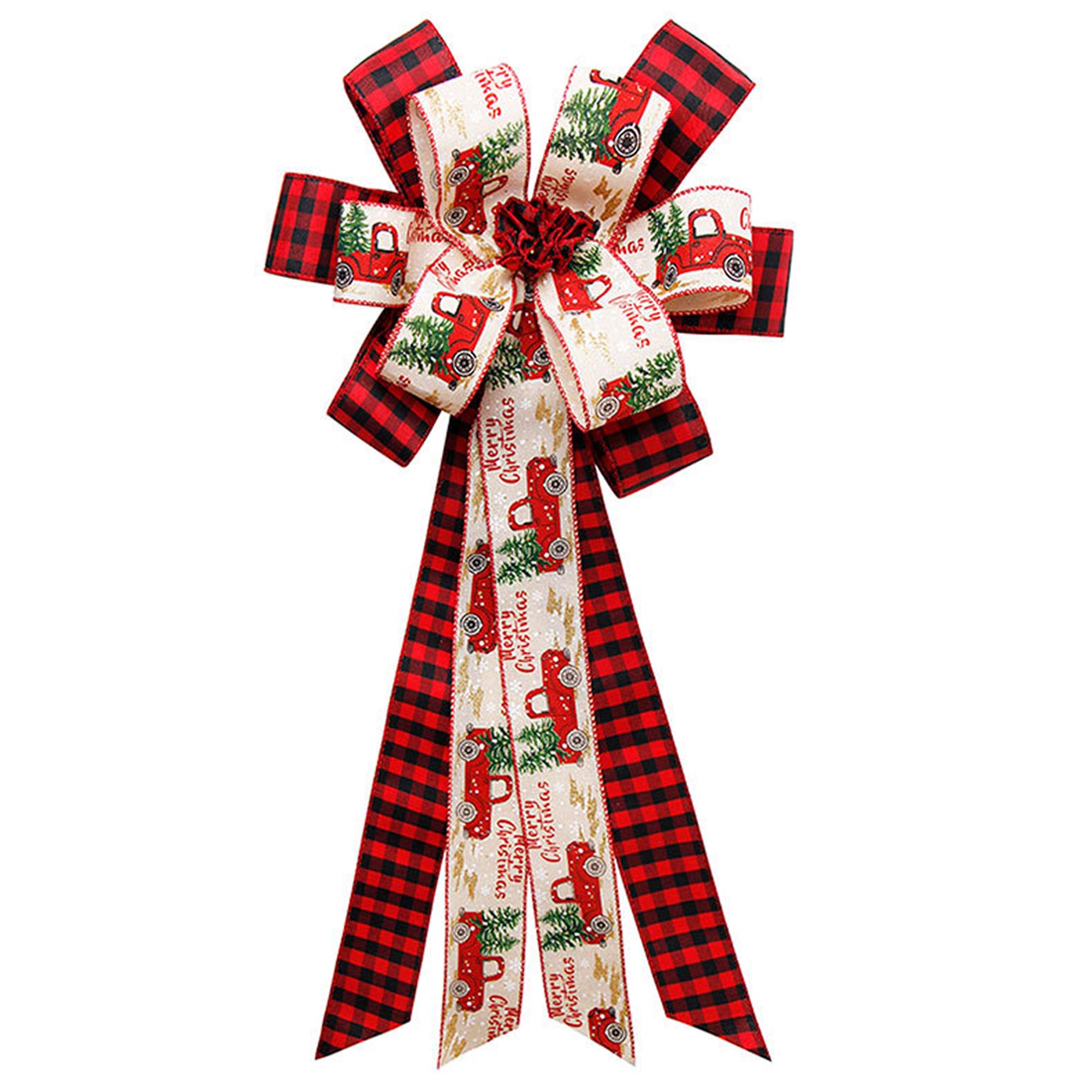 Rustic Farmhouse Christmas Tree Topper Bow - Handmade Holiday Decor for Xmas Tree, Home, Party | Perfect for Farmhouse, Rustic & Vintage Holiday Decorations