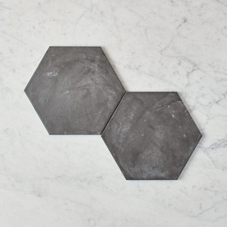Premium Black Encaustic Look Hexagon Tile for Bathroom & Kitchen Flooring - Waterproof & Durable Ceramic Mosaic Tiles for Home Renovation