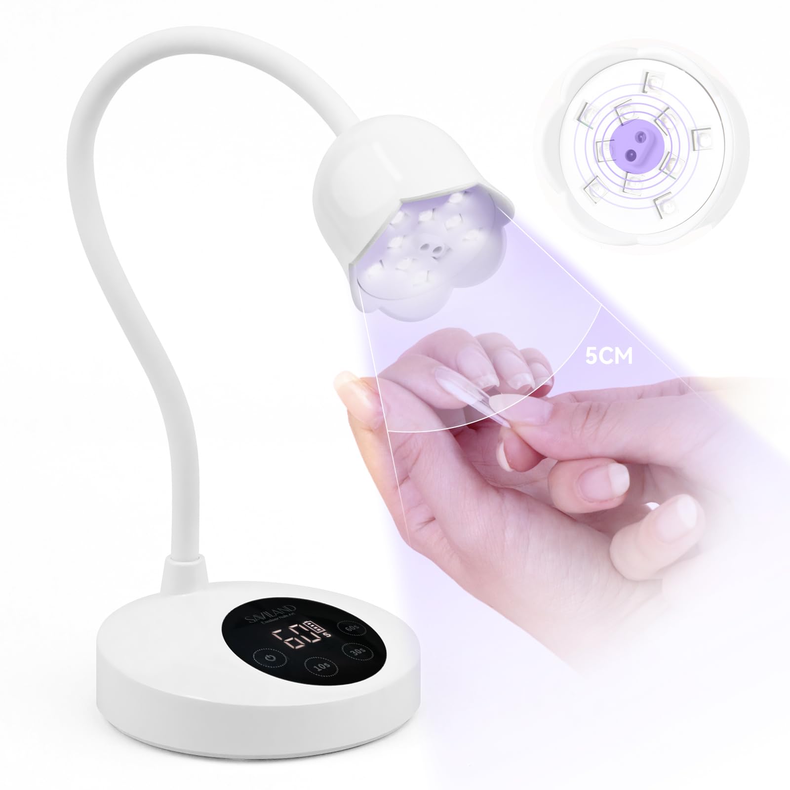 SAVILAND Intellisense 30W Cordless LED Nail Lamp - Rechargeable UV Gel Polish Dryer for Quick Drying, Portable Manicure Light for Home & Salon Use | Perfect for DIY Nail Art, Gel Extensions, and Professional Nail Treatments
