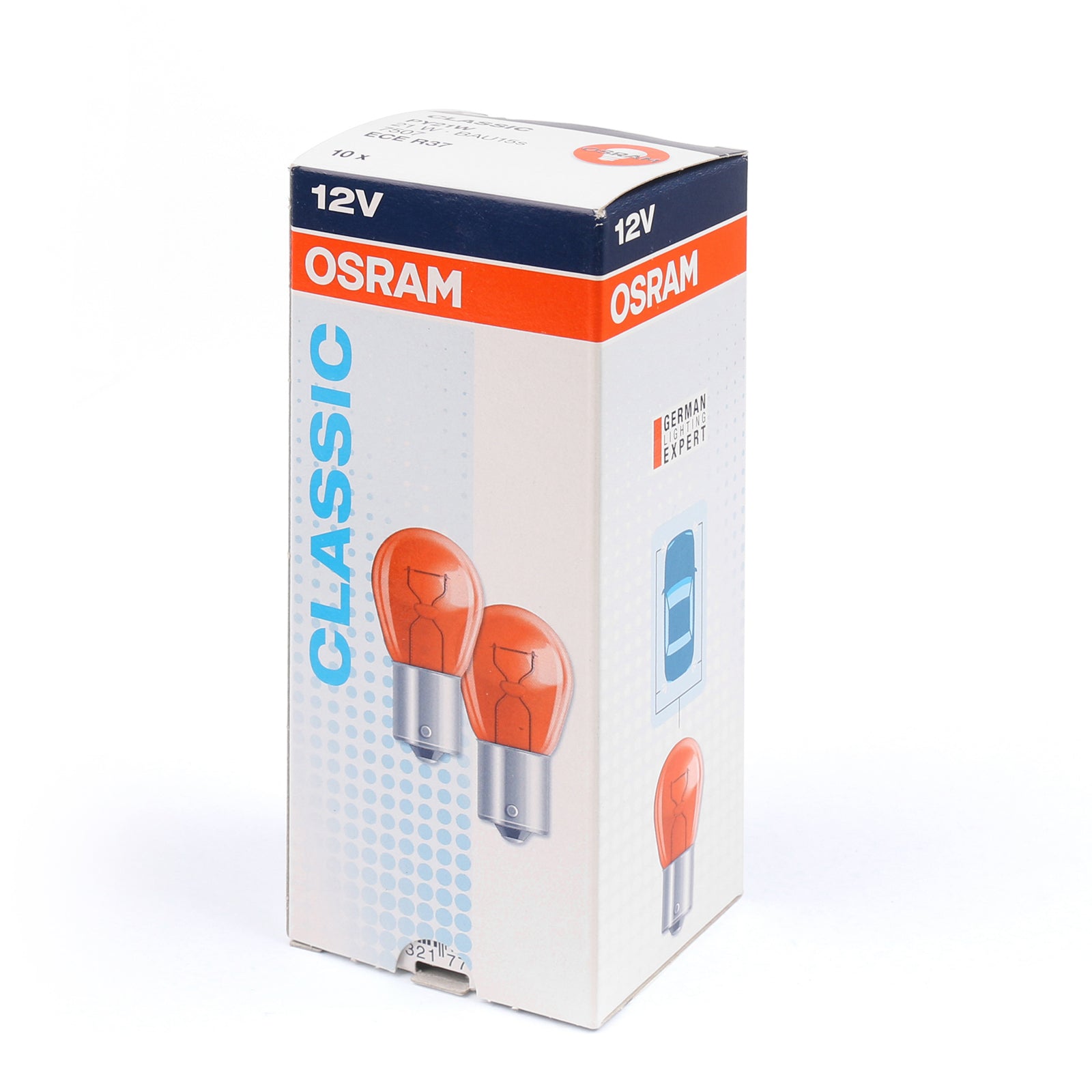 10X 7507 21W 12V PY21W OSRAM 2200K Amber Car Turn Signal Bulbs - High Visibility Auto Indicator Lights for Safer Driving (Fits Most Vehicles)