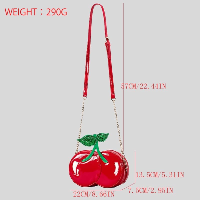 Stylish Novelty Handbags - Fun Cherry Shaped Purse with Chain Strap & Glitter Details | Perfect for Parties, Cosplay & Unique Fashion Statements