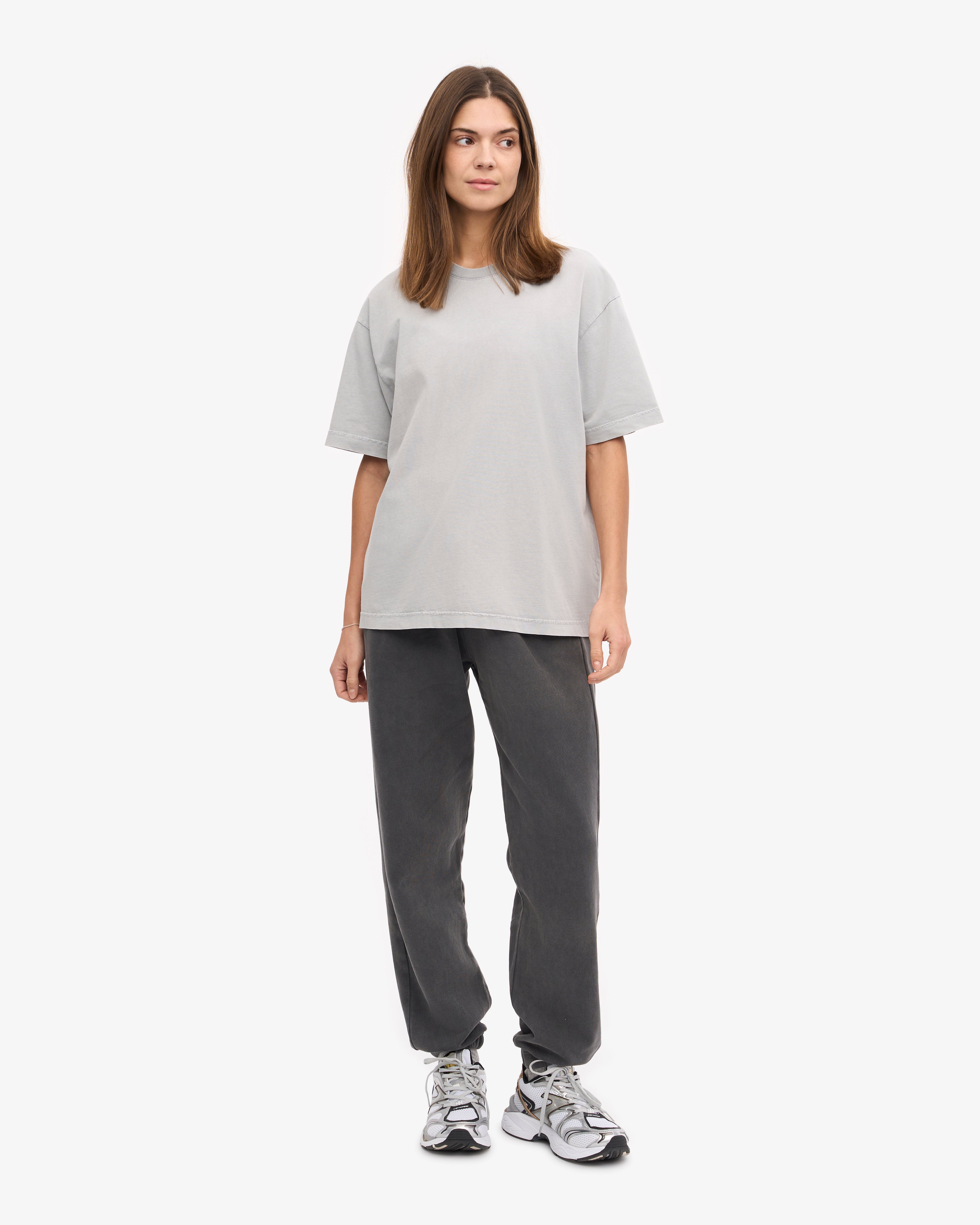 Organic Oversized T-Shirt for Women & Men - Soft Faded Grey Cotton Tee - Loose Fit Casual Shirt for Everyday Wear, Street Style & Loungewear