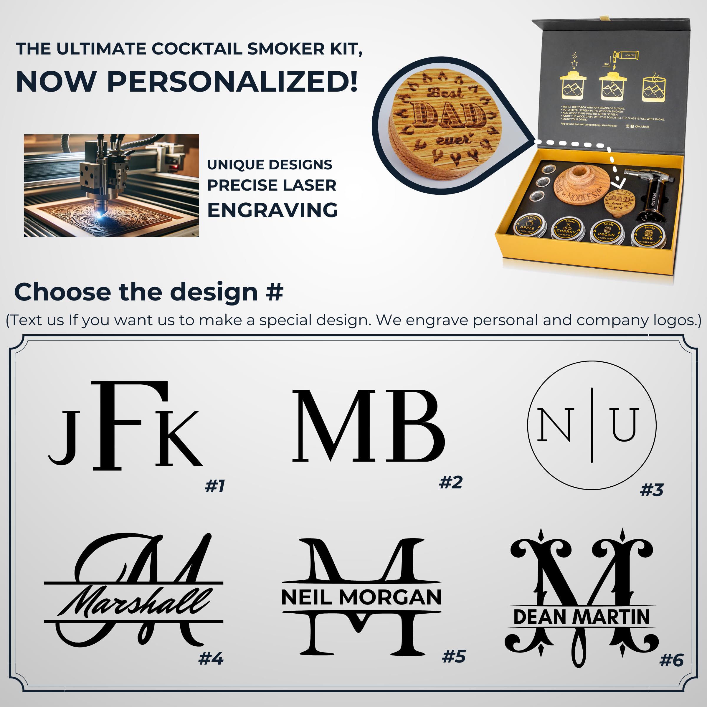 Premium Cocktail Smoker Kit - All-in-One Smoking Box for Whiskey, Bourbon, Scotch & Cocktails | NOBLESIP Smoky Gift Set with Designer Case | Perfect Valentine's Day Gift for Men & Whisky Lovers | Ideal for Home Bars, Parties & Romantic Evenings