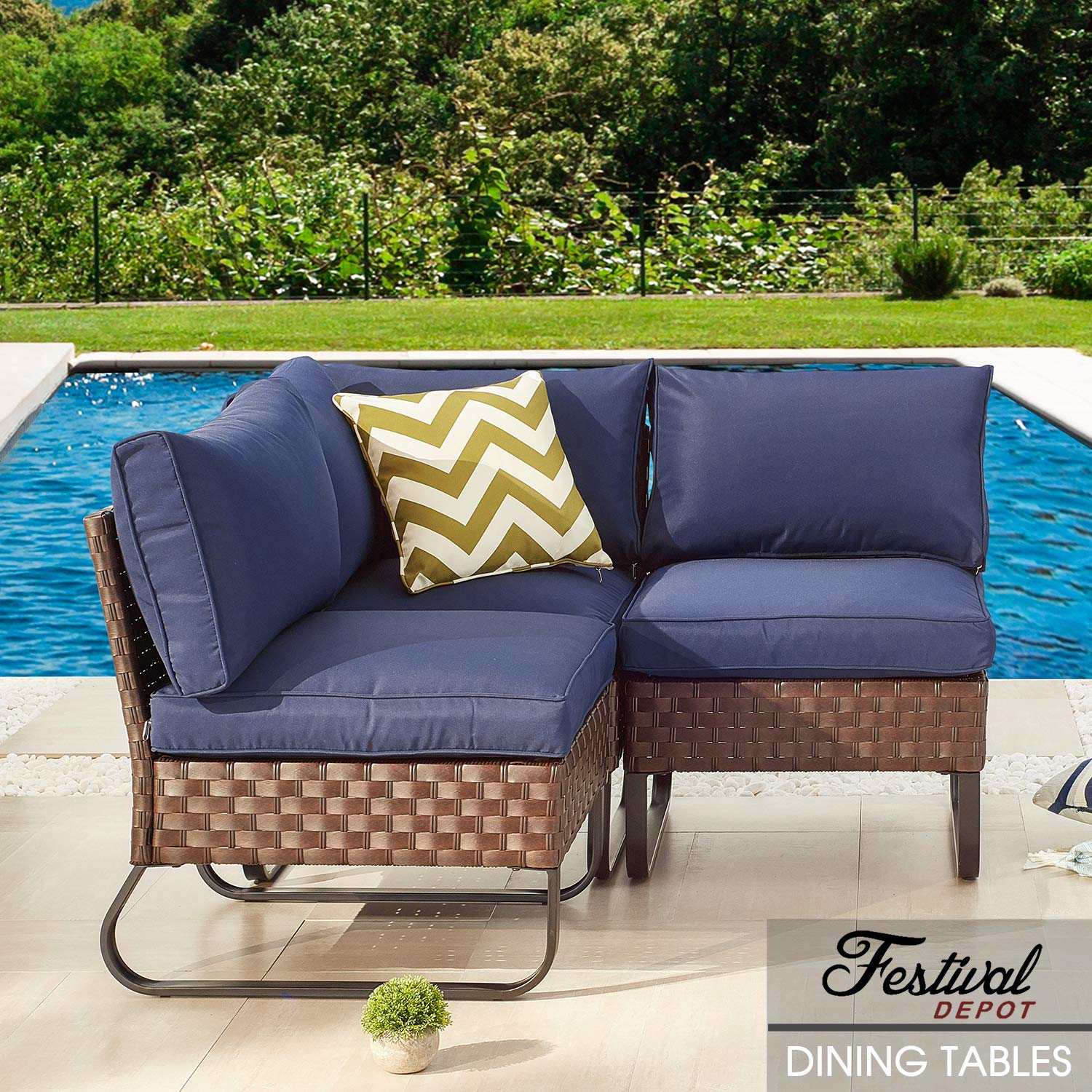 Premium Outdoor Wicker Rattan Armless Section Chairs with Deep Cushions & U-Shaped Steel Legs - All-Weather Patio Dining Furniture for Garden, Poolside, and Backyard Relaxation | Perfect for Outdoor Entertaining, Lounging, and Alfresco Dining