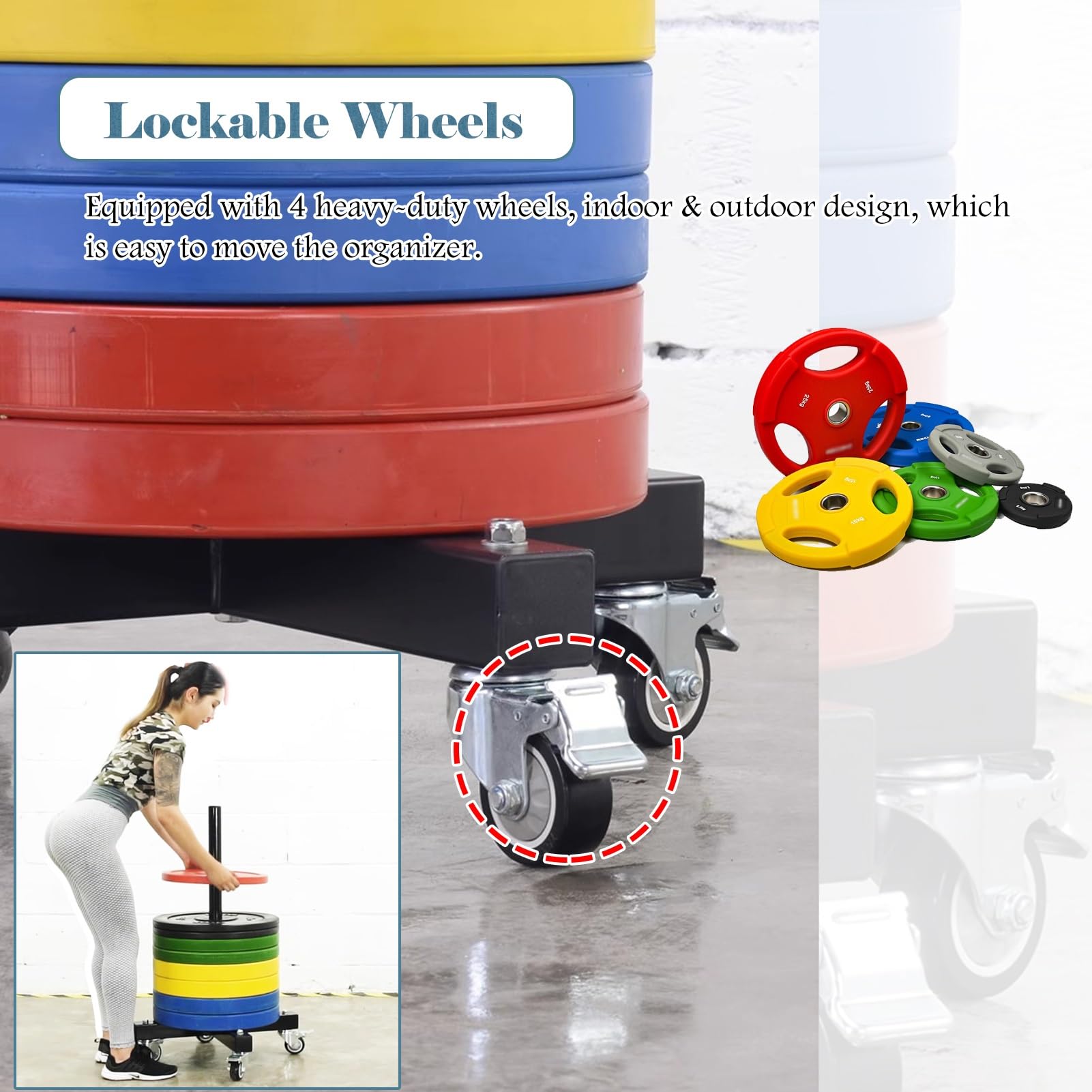 ERRULAN Olympic Weight Plate Storage Rack - Heavy Duty 500kg Capacity, Space-Saving Bumper Plate Organizer for Home Gym & Garage - Perfect for Men & Women Fitness Training, CrossFit, and Weightlifting Workouts