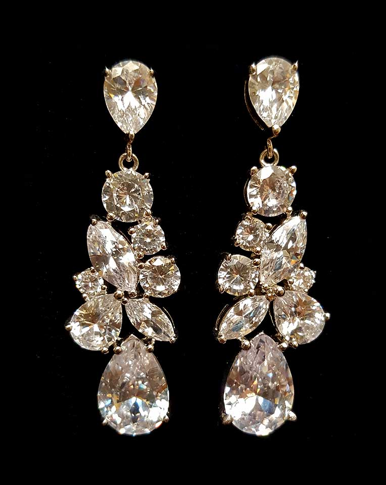 Elegant Bridal Earrings - Regalia Madame Pear Crystal Drop Dangle Earrings by Stephanie Browne | Perfect for Weddings, Prom, and Formal Events