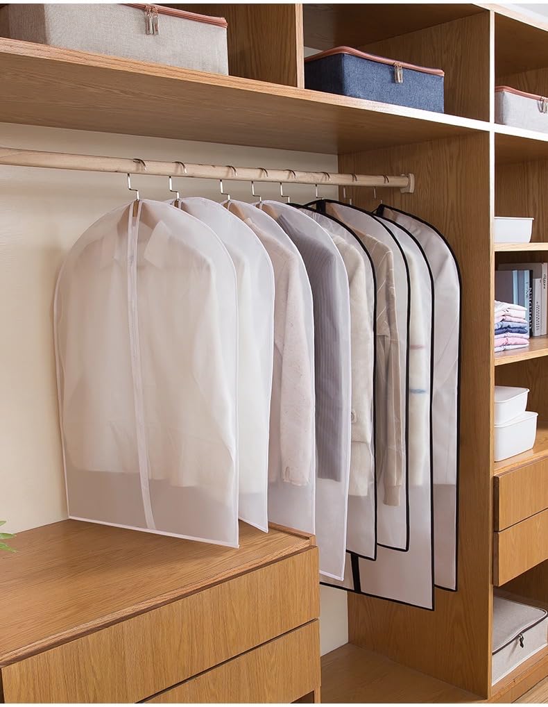 6-Pack Black Breathable Hanging Garment Bags with Clear Full Zipper - 24