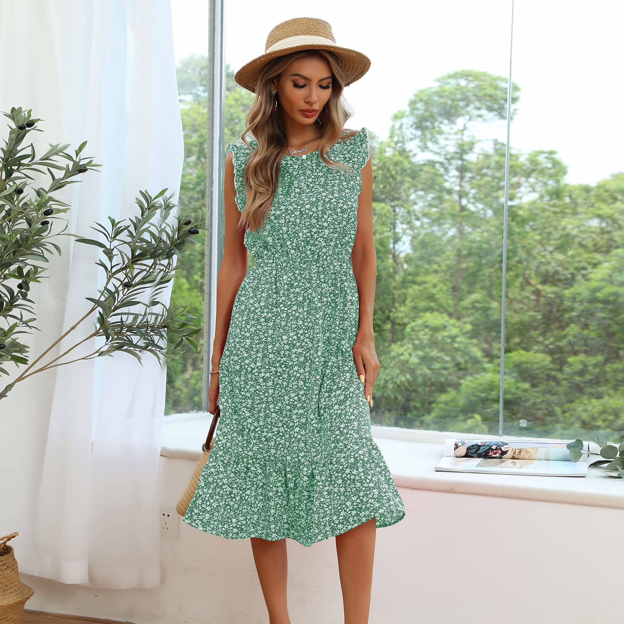 Women's Floral Print Wrap Dress - Summer Sleeveless Slim Fit Maxi Dress for Wedding, Beach & Party | Flowy Long Dress for Women