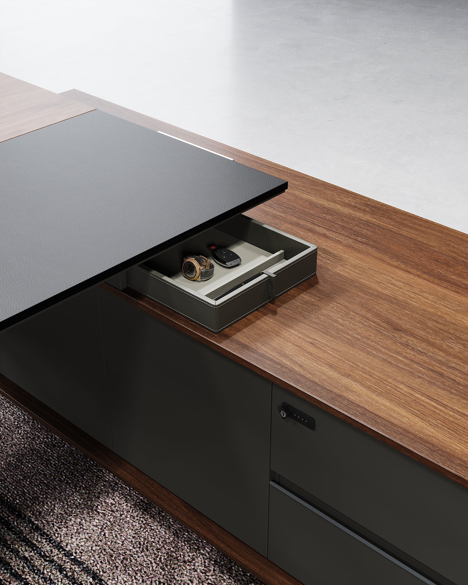 Premium Mobel Maxim Executive Desk with Side Cabinet - Modern Office Furniture for Home & Business Workspaces