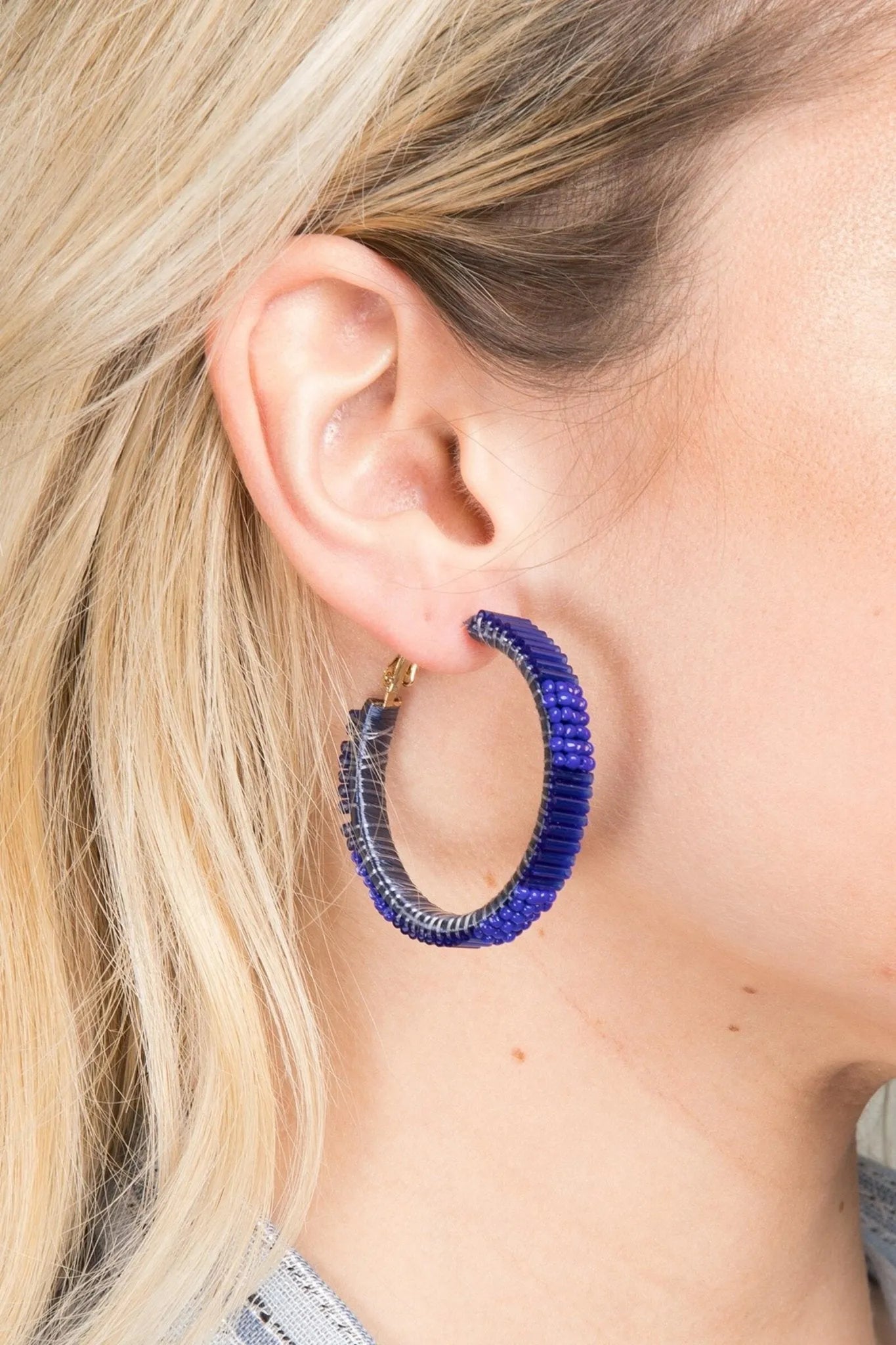 Hang Ten Seed Bead Hoop Earrings for Women - Boho Chic Dangle Earrings for Everyday Wear & Festival Outfits