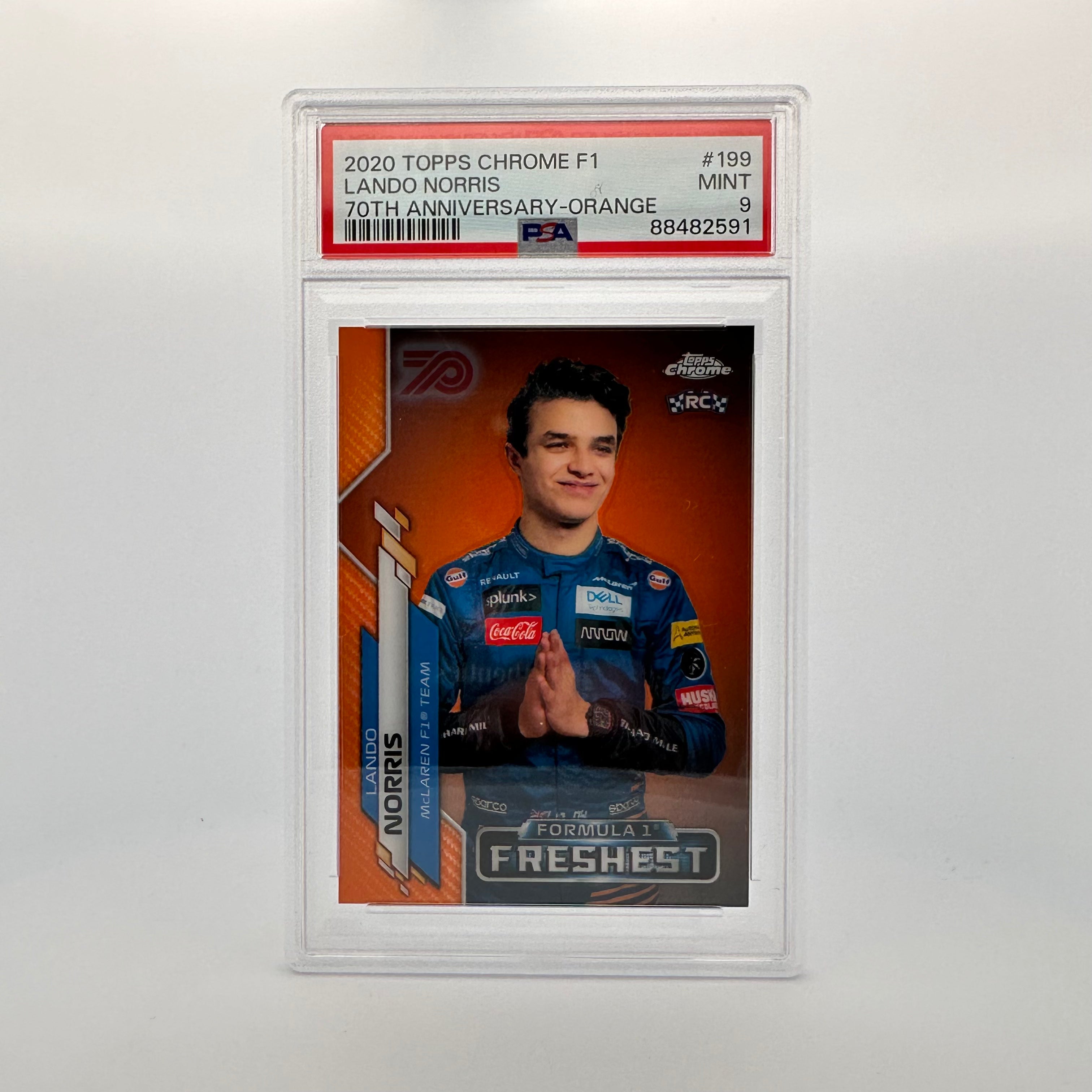 PSA 9 Lando Norris #199 70th Anniversary Orange Rookie Card - F1 Racing Collectible for Fans & Investors - Perfect for Display, Trading, and Memorabilia Collections