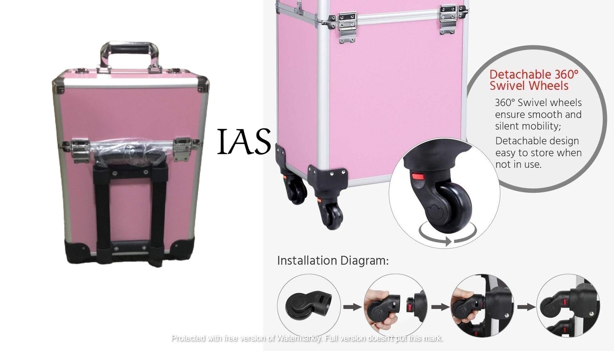 Professional Makeup Vanity Box with Trolley - Portable Cosmetic Organizer for Home & Travel - Perfect for Beauty Salons, Bridal Makeup Artists, and Mobile Stylists