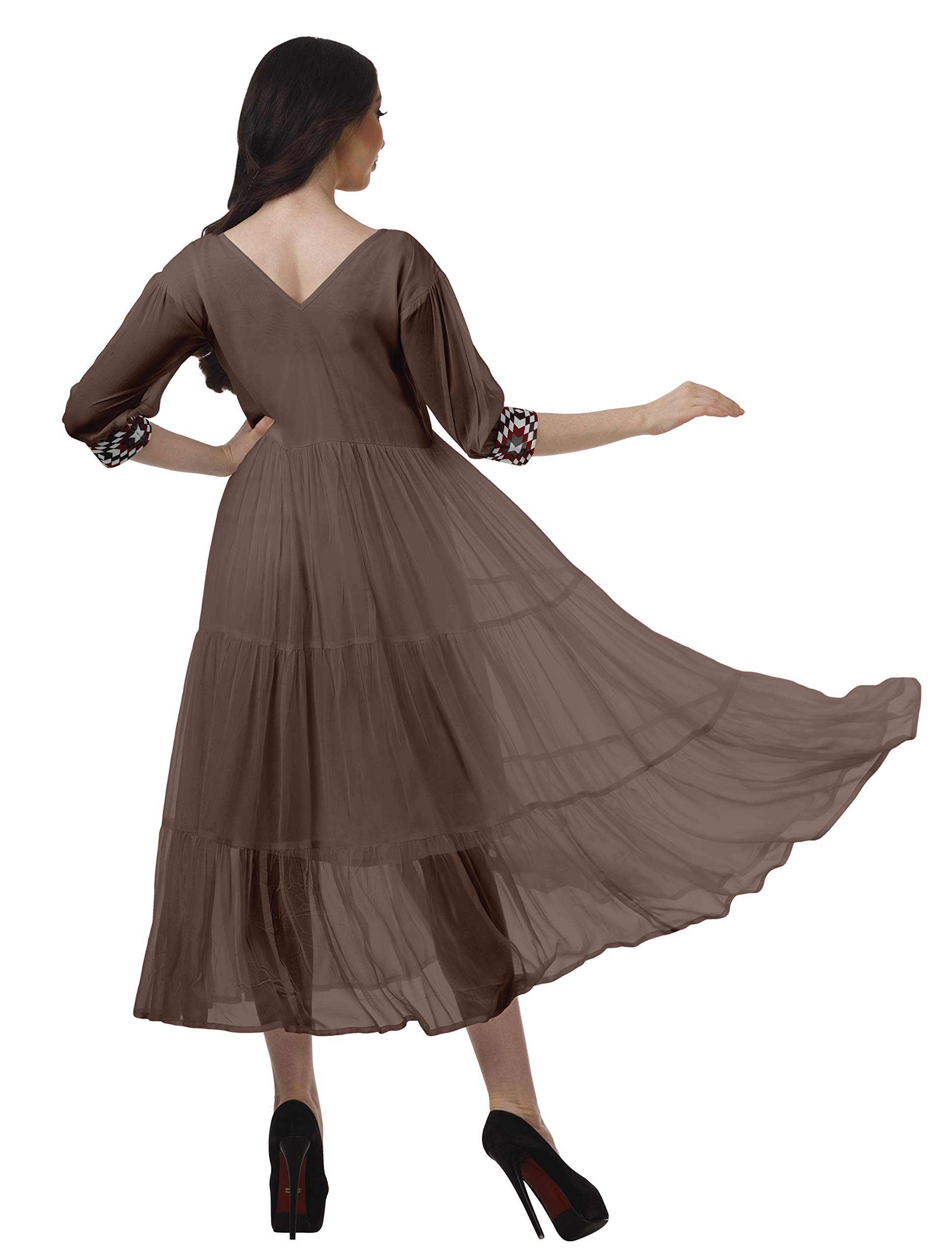 Elegant Moomaya V-Neck Button Down Tiered Maxi Dress for Women | Flowy Party & Evening Gown | Perfect for Weddings, Cocktail Parties & Summer Vacations