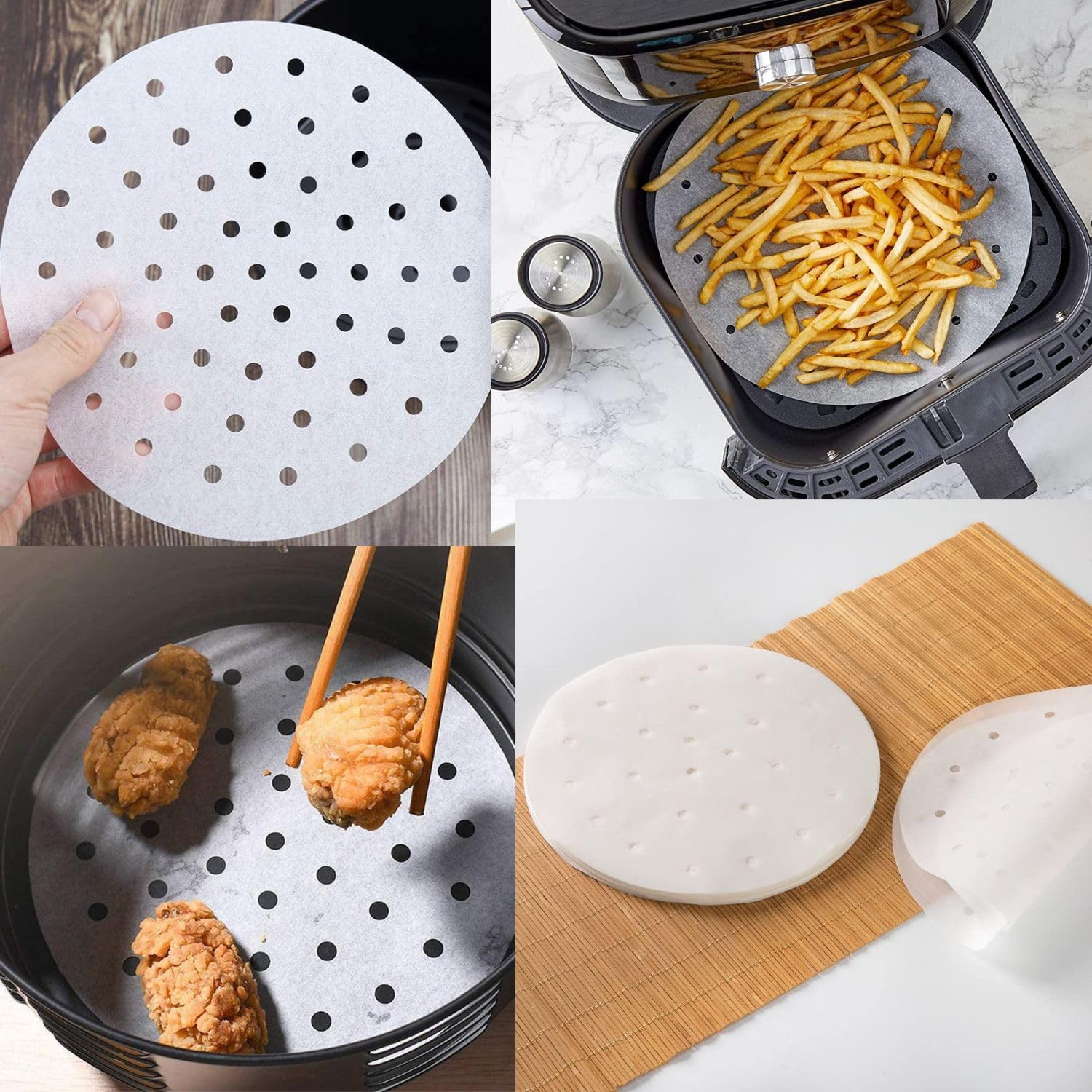Anchara Air Fryer Parchment Paper - 50 Pack Round Non-Stick Baking Sheets for All Air Fryer Models | Perfect for Roasting, Baking & Frying | BPA-Free & Heat-Resistant