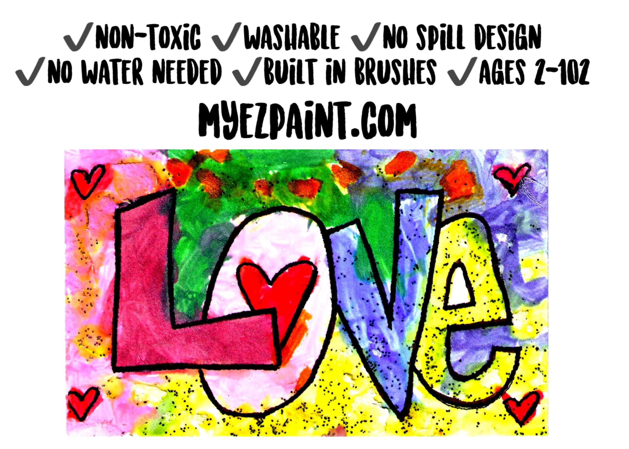 6-Piece No Mess Painting Kit for Kids - Non-Toxic, Includes Paper & Brushes, Made in USA - Perfect for Toddler Art Activities, Classroom Projects & Family Fun (Ages 2-102)