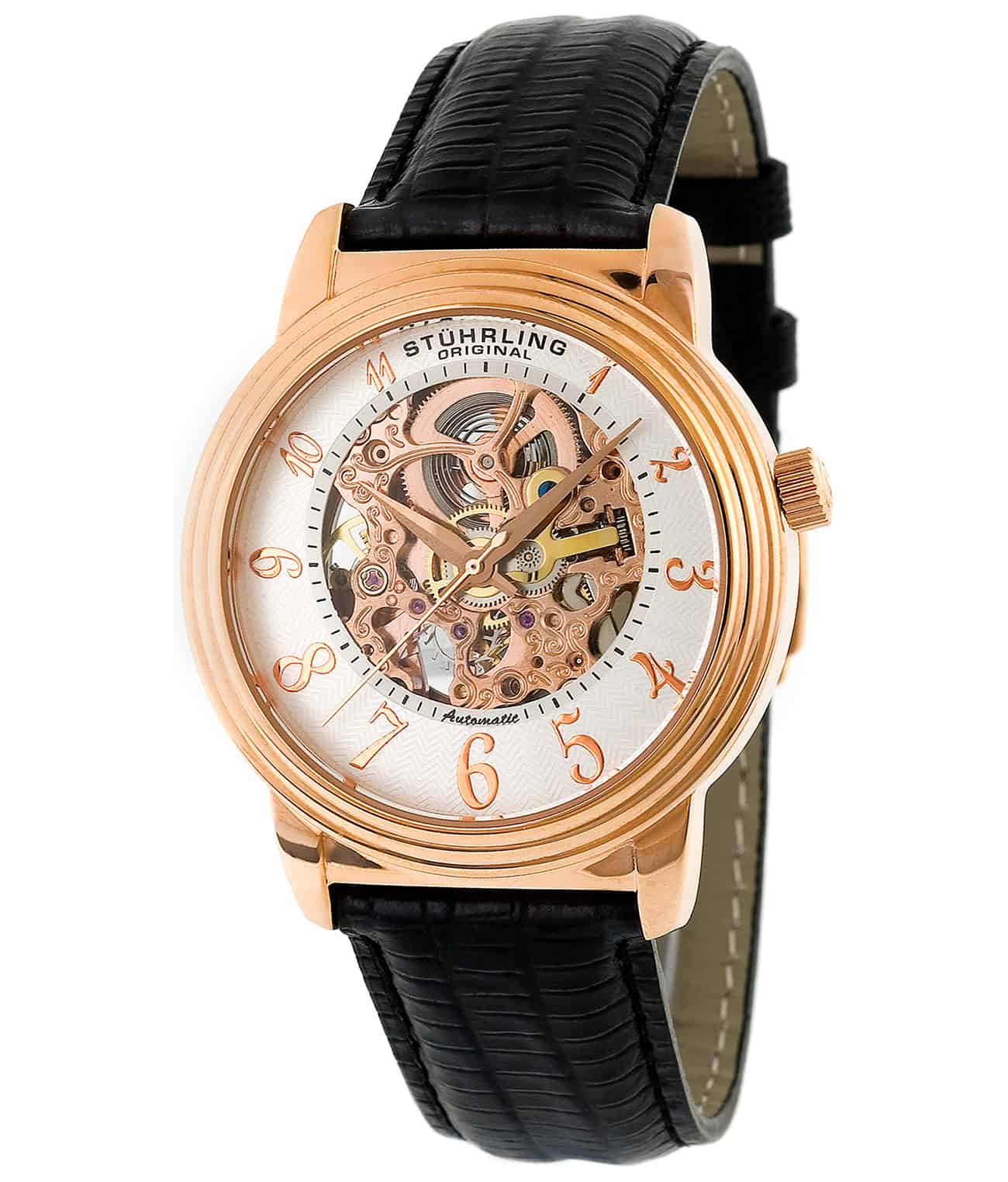 Delphi 107 Automatic 39mm Skeleton Watch for Men - Luxury Mechanical Timepiece with Transparent Dial - Perfect for Business, Formal Events & Gift Giving