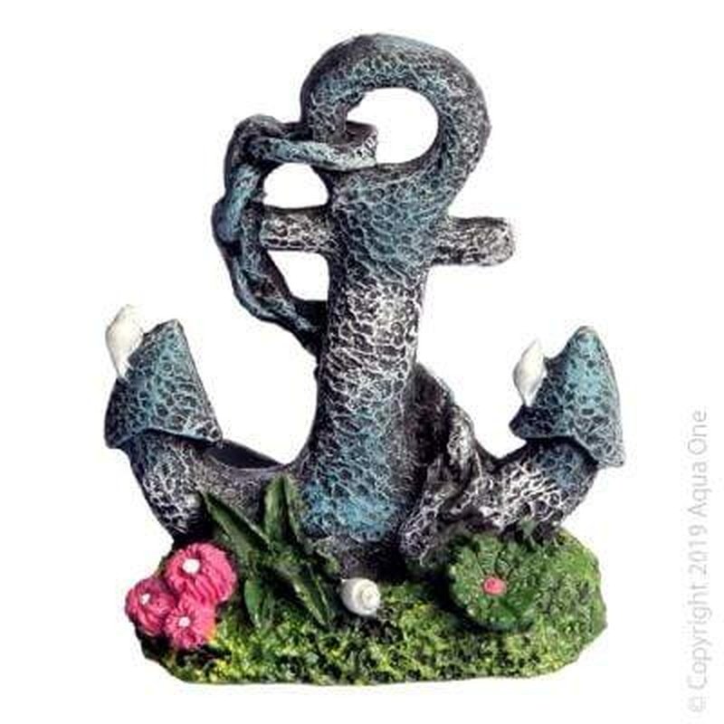 Aqua One Mini Ruined Anchor Aquarium Decoration - 6 x 4 x 7.5cm Small Fish Tank Ornament for Betta, Goldfish & Tropical Fish - Perfect for Underwater Theme & Aquatic Habitat Enhancement