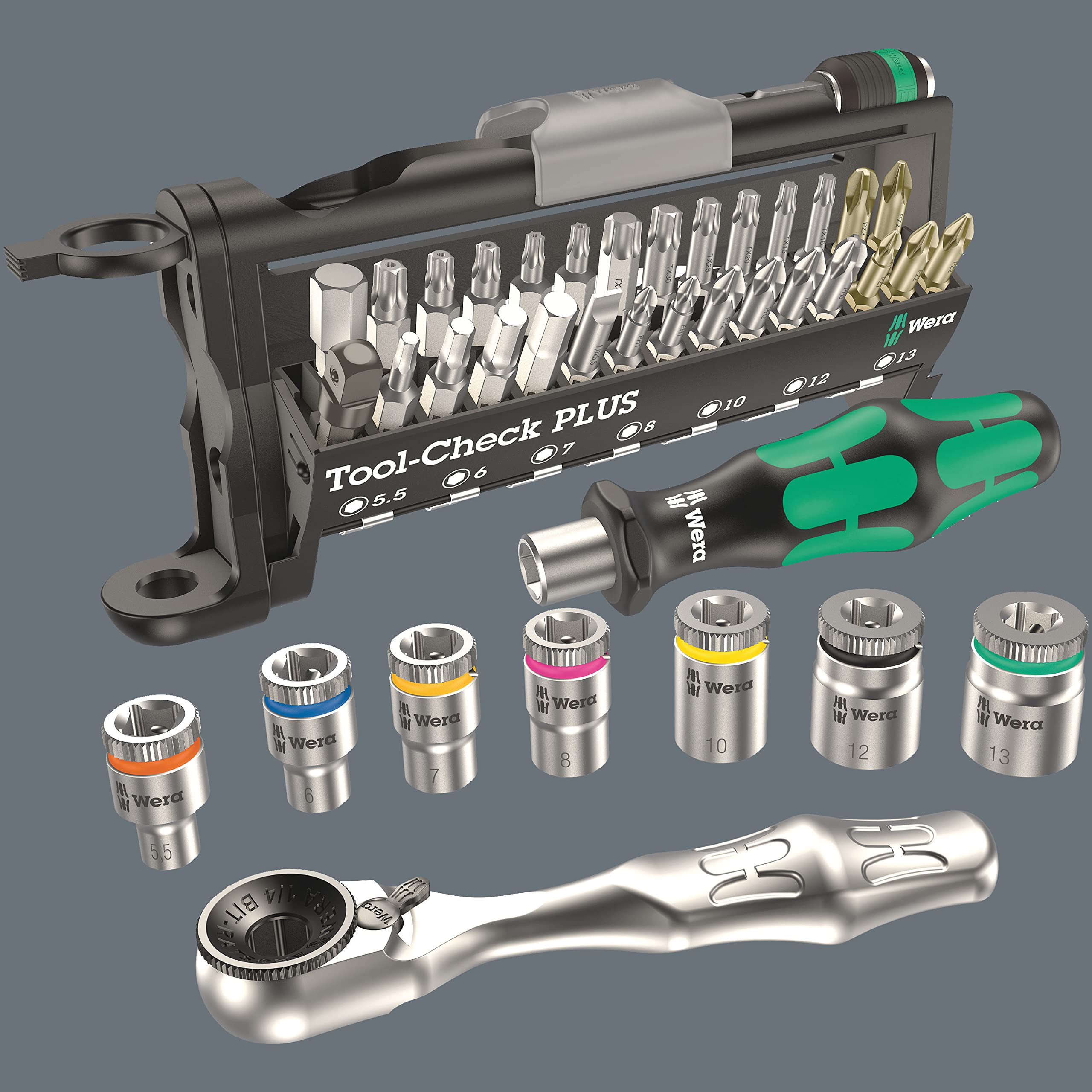 Wera Tool-Check Plus 39-Piece Bit Ratchet Set with Sockets - Premium German-Made Screwdriver Kit for DIY, Automotive & Home Repair