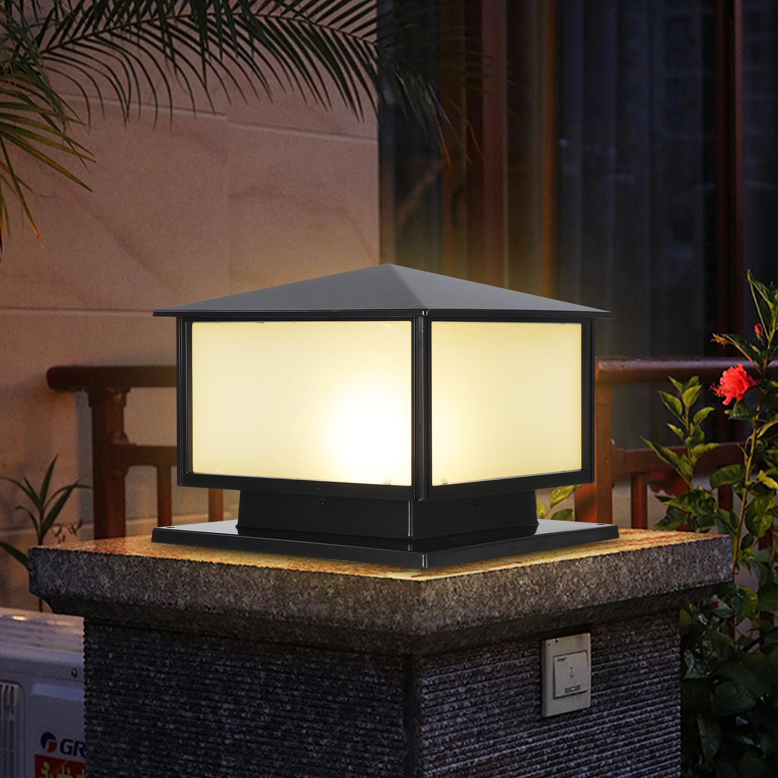 SLAWA Outdoor Column Lights with Mount Base - Waterproof Aluminum Exterior Patio Pillar Lights with Tempered Glass for Front Yard, Garden, Porch & Pathway Lighting | Durable Landscape Lighting for Driveway, Deck, and Outdoor Stairs