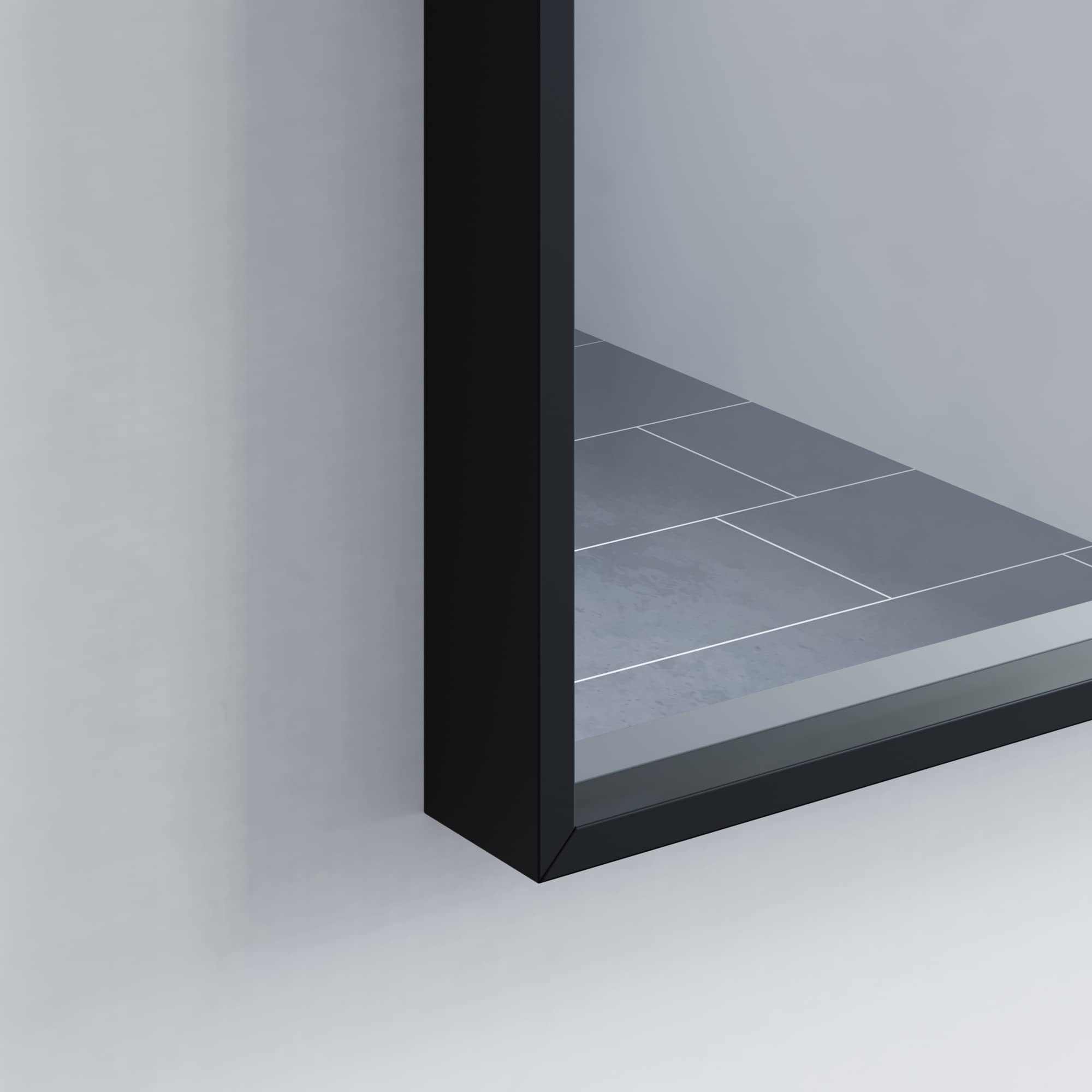 Modern Rectangular Bathroom Mirror with Slim Metal Frame - Black Vanity Wall Mirror for Home Decor | Perfect for Bathrooms, Bedrooms, and Entryways | Model 5004 2431 10