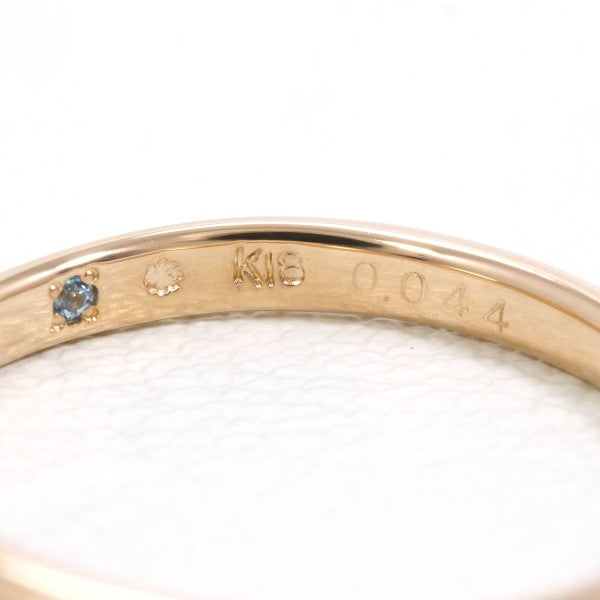 18K Pink Gold Diamond Ring with Blue Diamond Accents - Elegant Wedding, Engagement, Anniversary Jewelry for Women