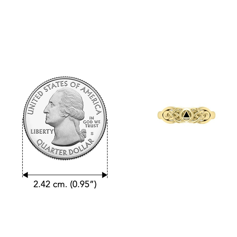 14K Yellow Gold Celtic Knot Inlaid Ring for Women - Elegant Irish Jewelry for Weddings, Anniversaries & Special Occasions