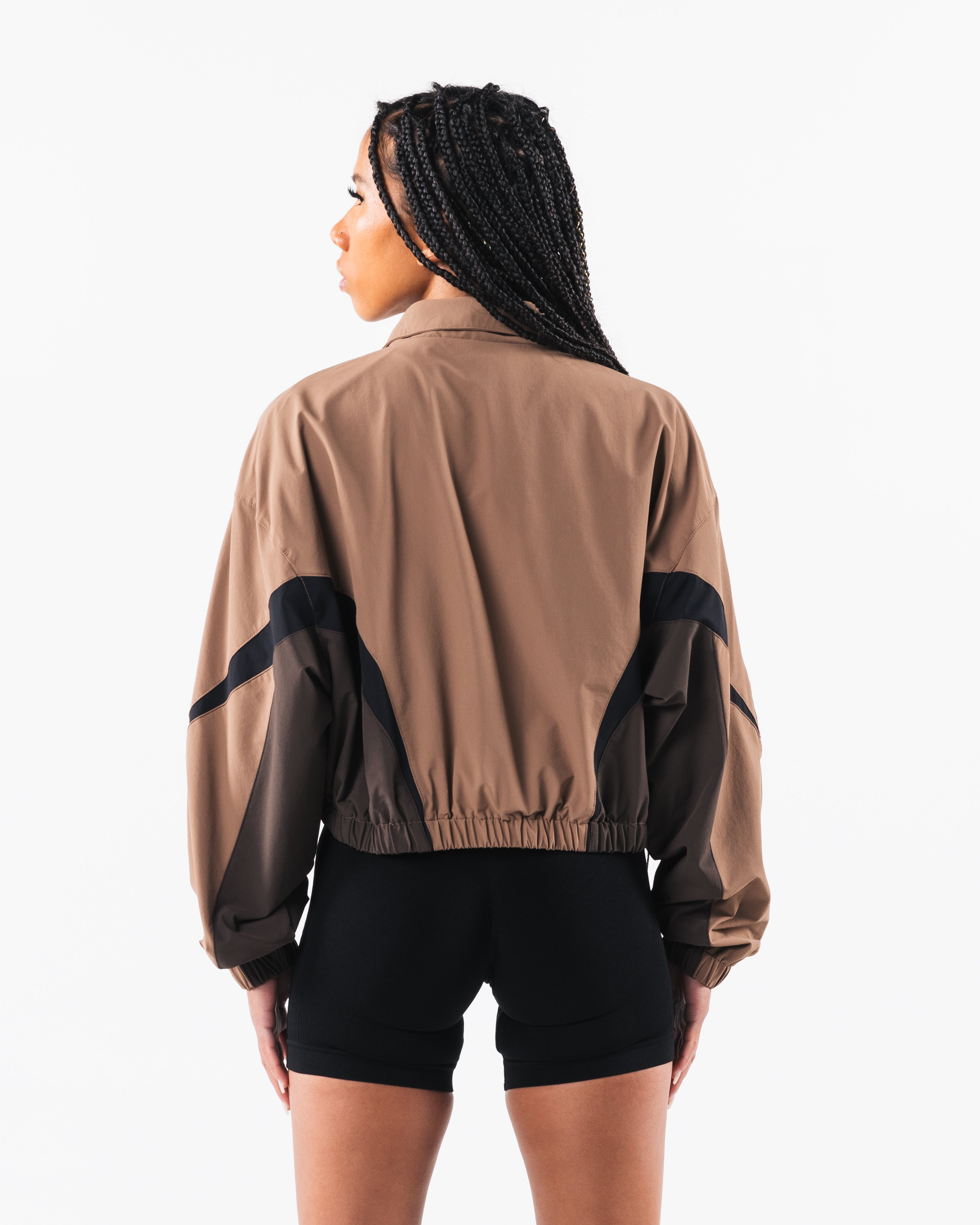 Vintage Retro Crop Jacket for Women - Oak Brown Cashmere Blend - Perfect for Fall Layering & Casual Outfits