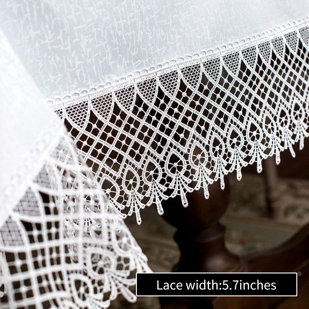 ARTABLE Antique Floral Lace Tablecloth - 60 x 120 Inch White Rectangular Macrame Table Cover for Farmhouse, Rustic Kitchen, Outdoor Party, Birthday & Picnic Decor | Perfect for Dining Tables, Wedding Receptions, and Tea Party Settings