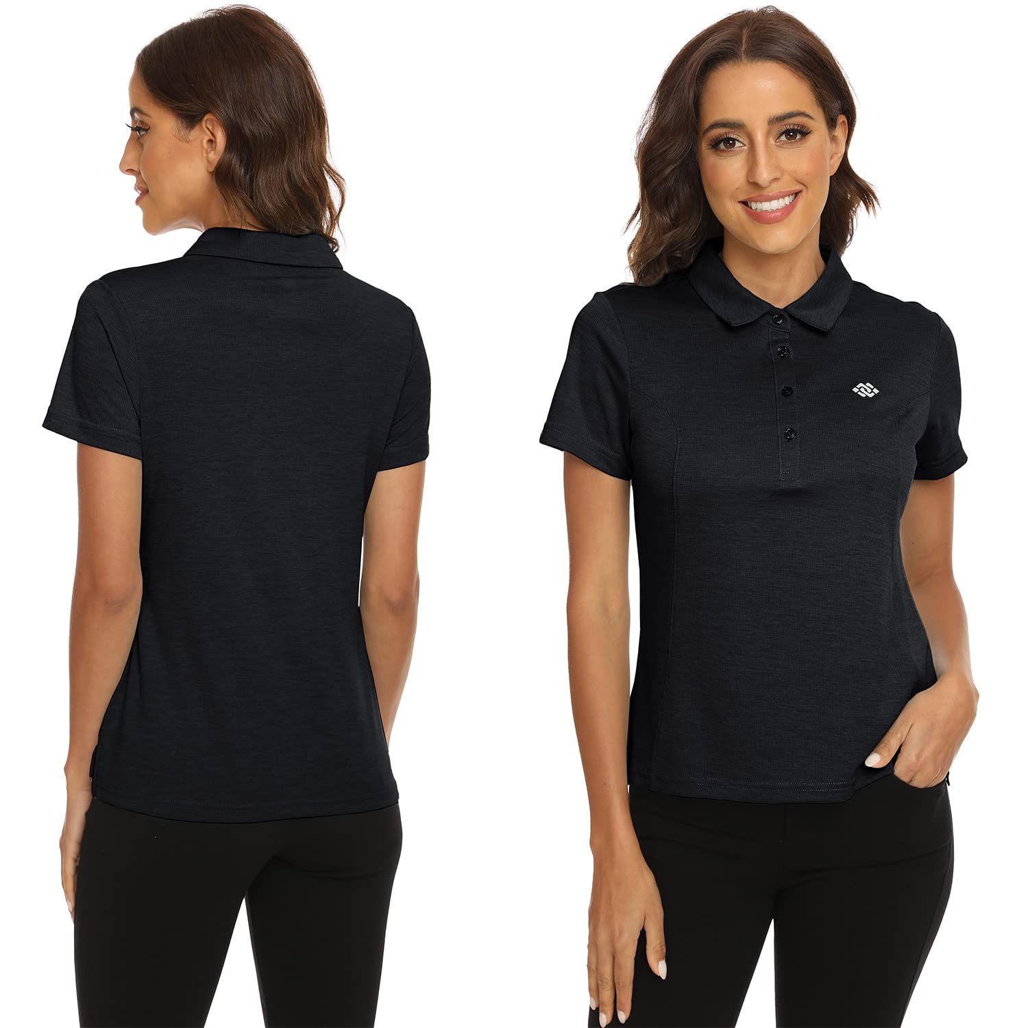 MoFiz Women's Short Sleeve Polo Shirt - UPF Sun Protection Golf Top with Collar for Summer Outdoor Sports & Casual Wear